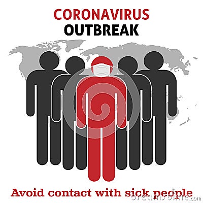 The concept of Wuhan 2019 coronavirus-nCoV.Tips for the prevention of coronavirus.Avoid contact with the sick person. The concept Cartoon Illustration